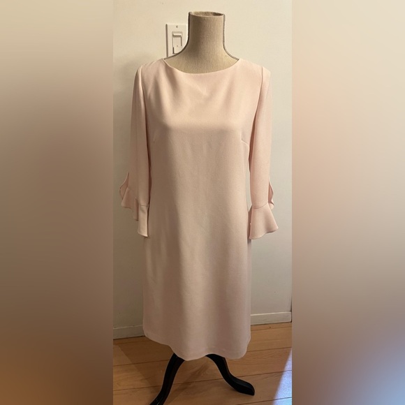 Karl Lagerfeld Paris Crepe Dress Blush Pink Tulip Bell Sleeve Size 10 - Picture 2 of 8